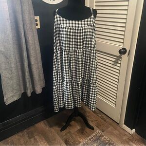 Hayden Women Size 2XL Gingham Midi Dress Sleeveless Black and White